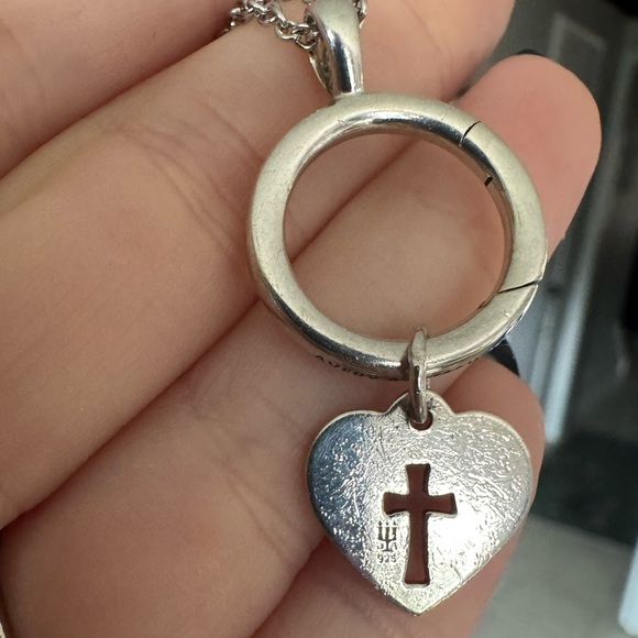James Avery Heart Cross Charm Pendant and Chain Necklace Both Signed - Picture 4 of 10